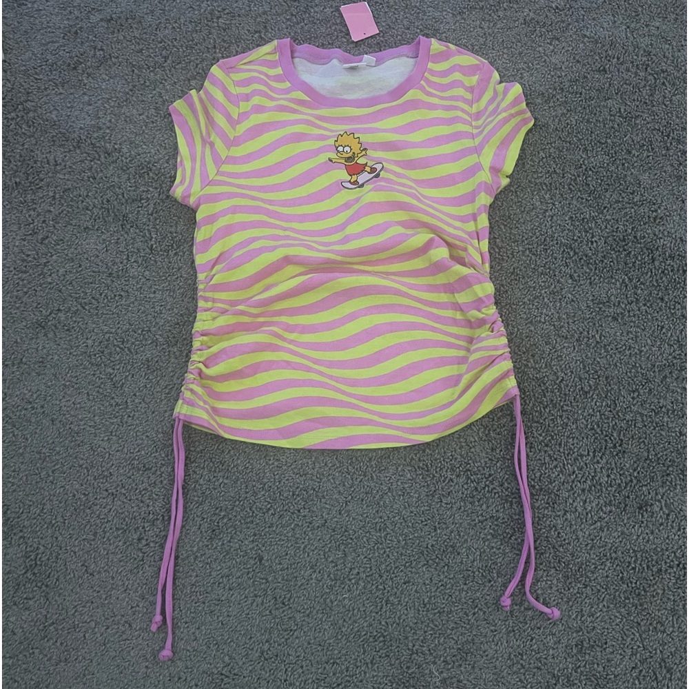 y2k cute simpsons neon green and purple top